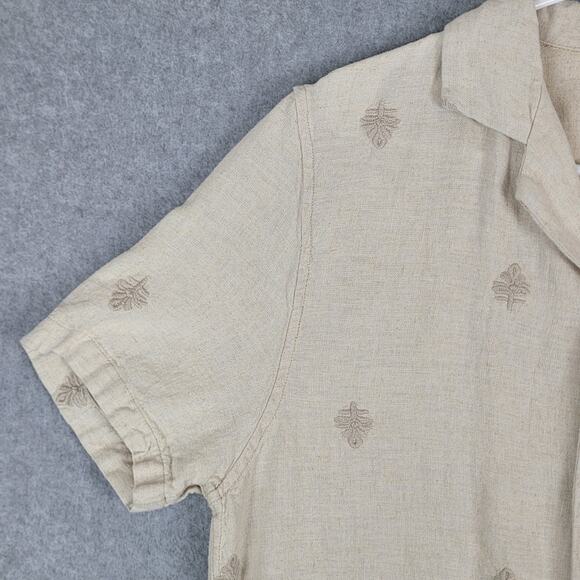 Truth by Republic Shirt Mens Size Small 55% Linen Woven Embroidered - Picture 5 of 16